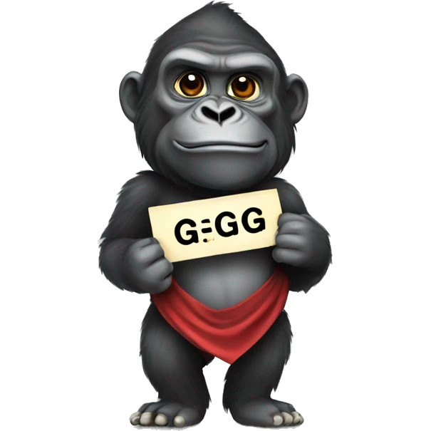 Gorilla holding a gg banner emoji