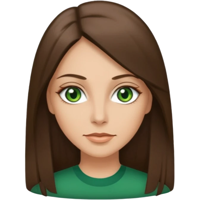 pretty woman in her 40s with green eyes and long straight ash-brown hair  emoji