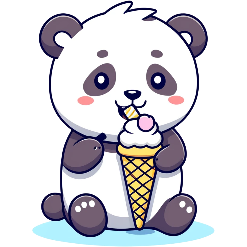 Panda eating ice cream emoji