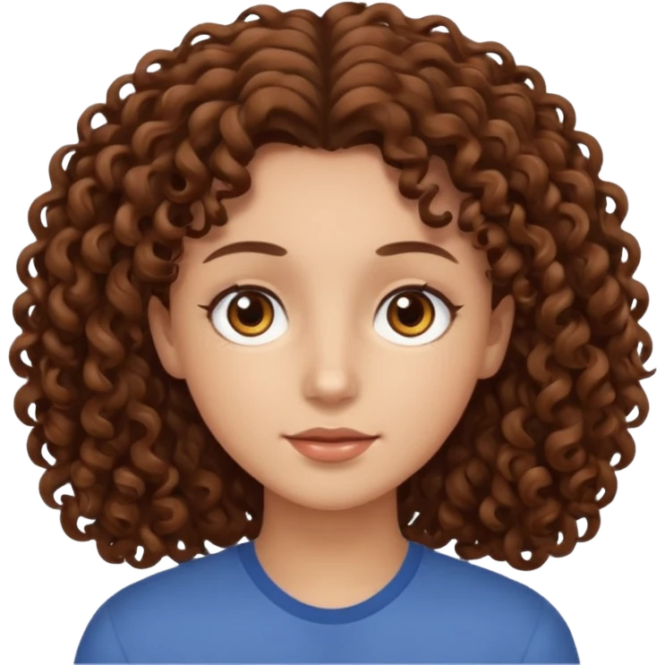 Cabelo cacheado castanhos, olhos castanhos emoji