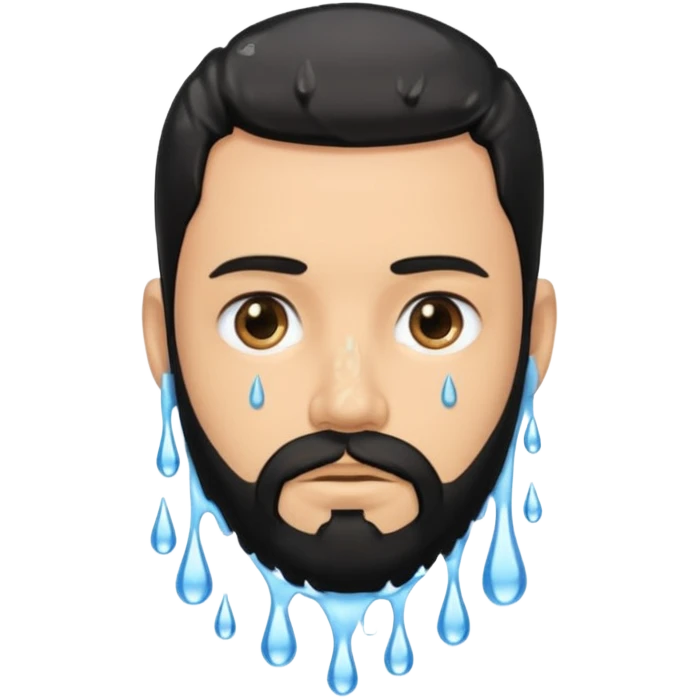 Man with black beard that is dripping wet emoji