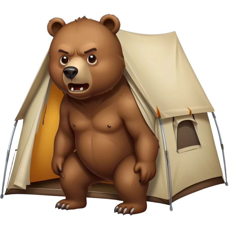 angry bear crawling outside of a tent emoji