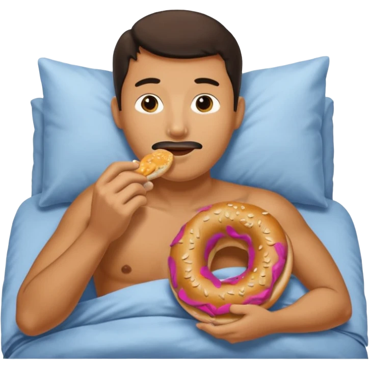 guy in bed eating a bagel emoji