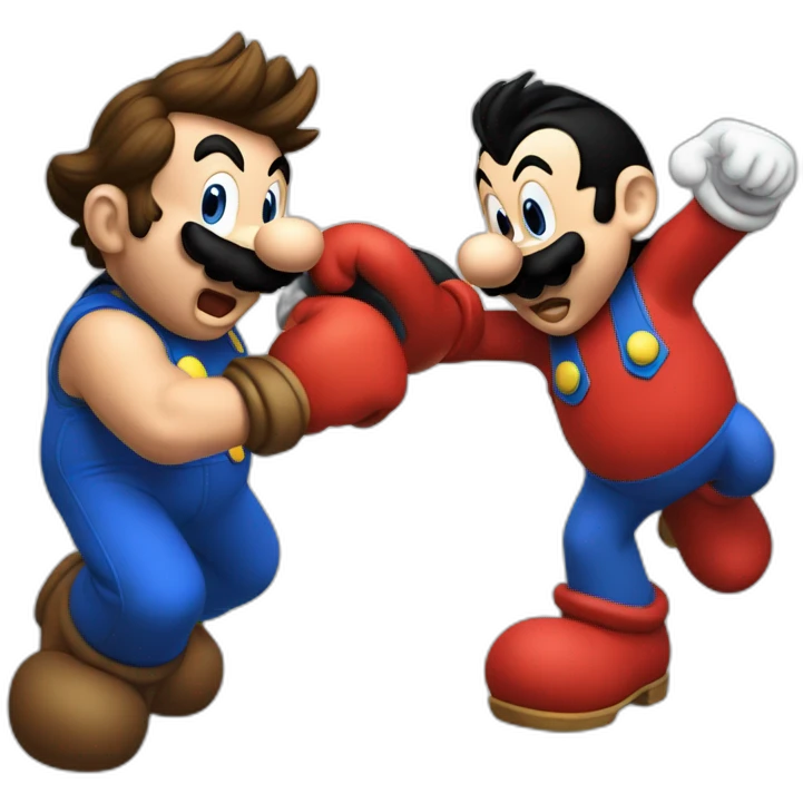 super mario and mickey mouse fighting emoji