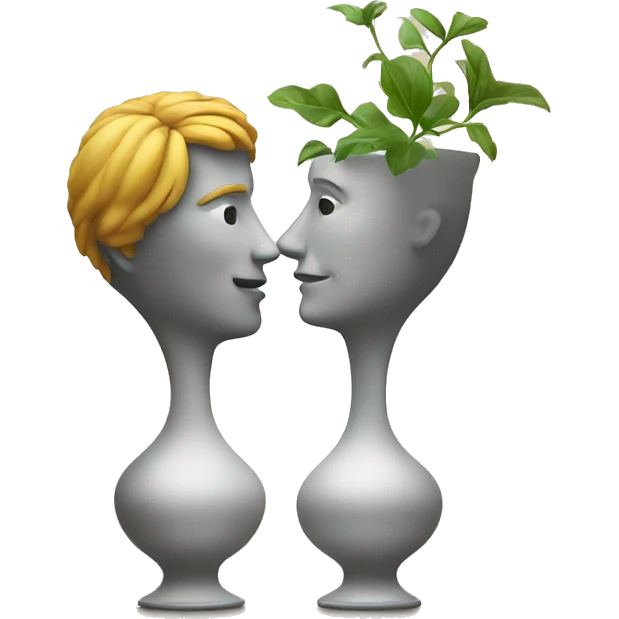 Two faces in profile creating a vase in the space between them, a classic optical illusion. emoji
