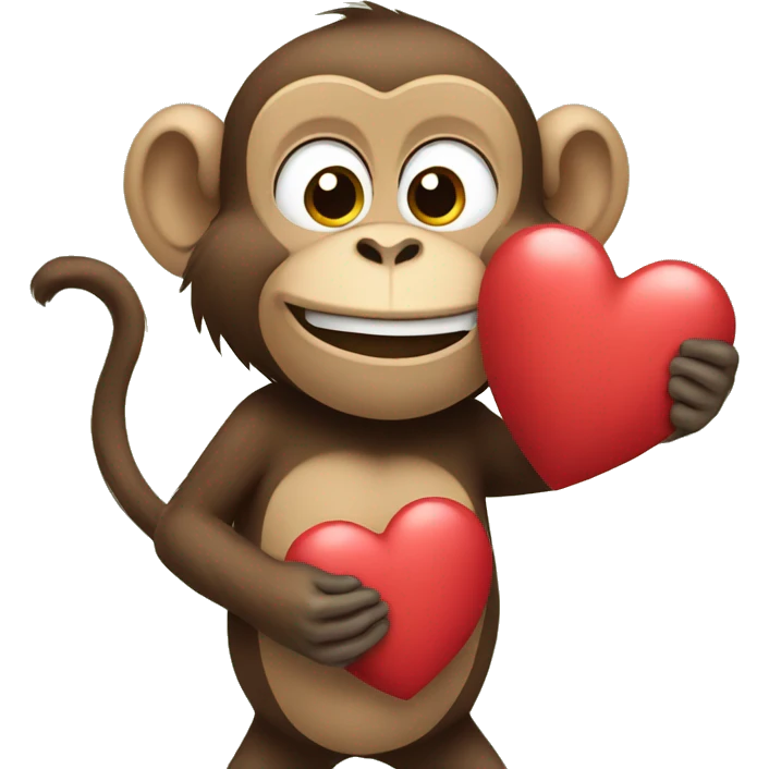 monkey carries big heart emoji