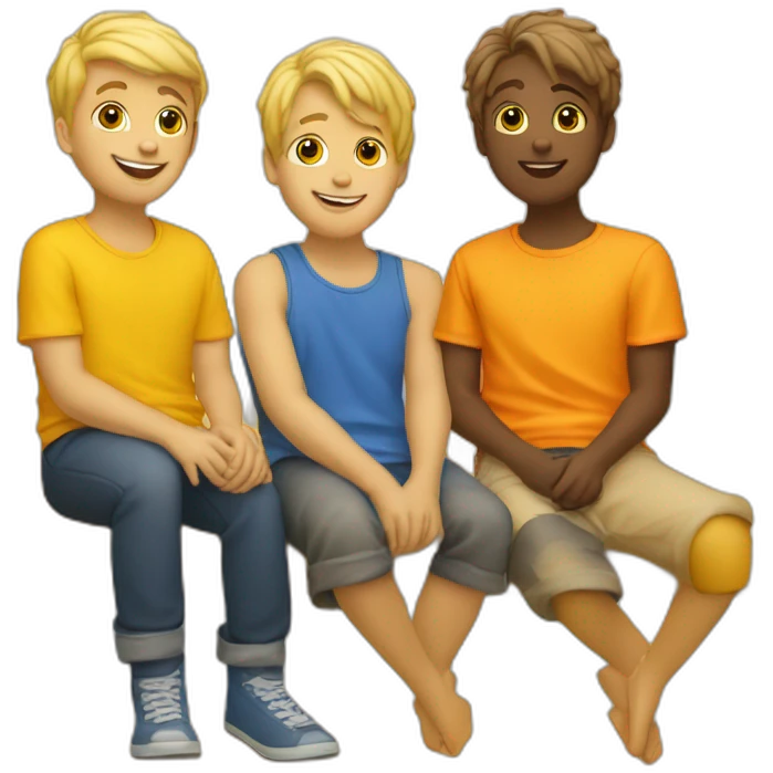 three-little-yellow-boys-with-blonde-hair-sitting-in-a-yellow-and-orange-lake emoji