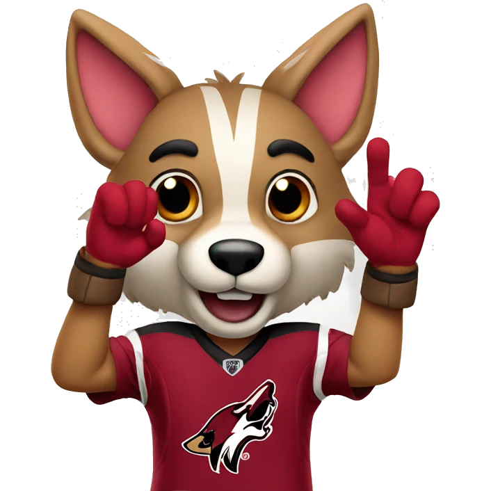 arizona coyotes mascot doing finger hearts emoji