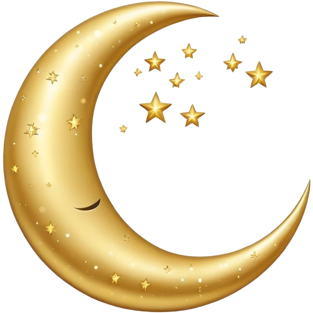 golden crescent moon with sparkles emoji