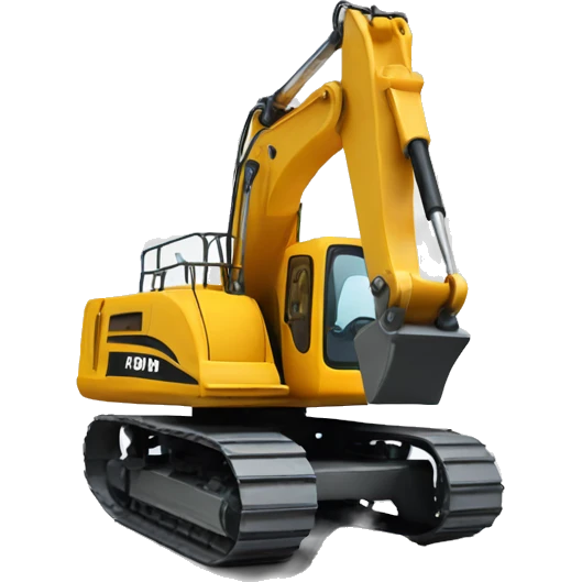 Excavator with happy face emoji
