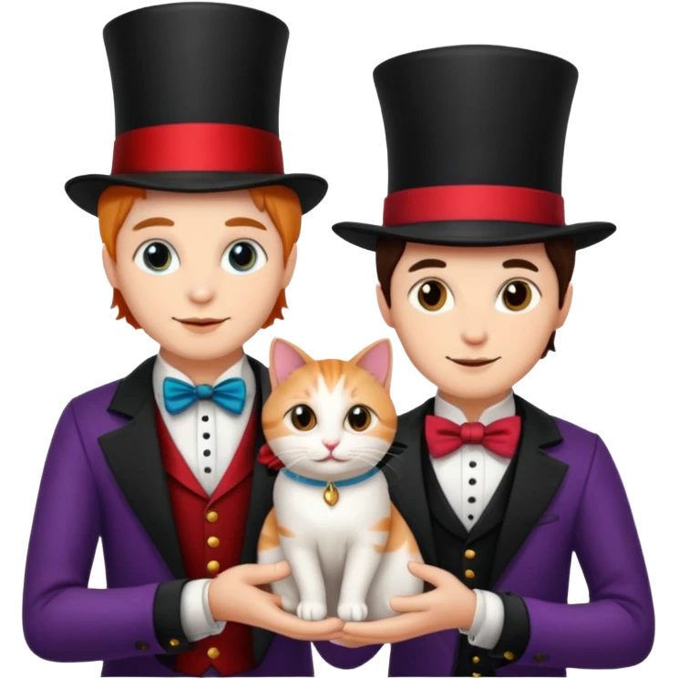magician couple and their pet cat emoji