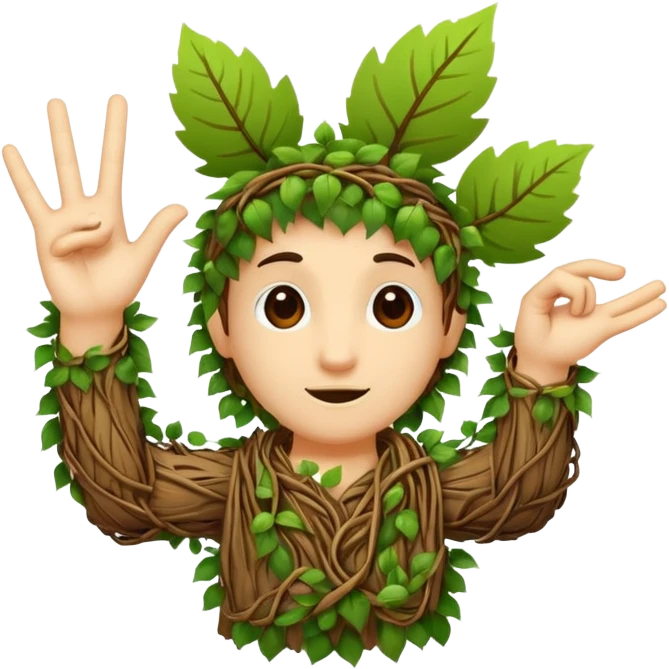 woodland spirit OK hand sign made of vines emoji