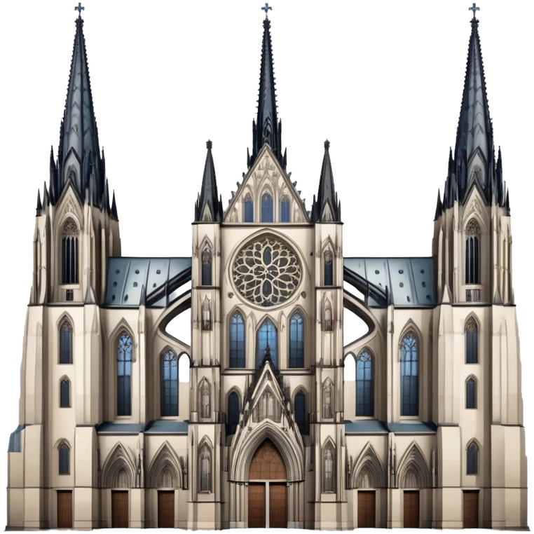 Cinematic Realistic Cologne Cathedral Landmark Emoji, showcasing Gothic architecture rendered with detailed stone textures and majestic, dynamic lighting. emoji