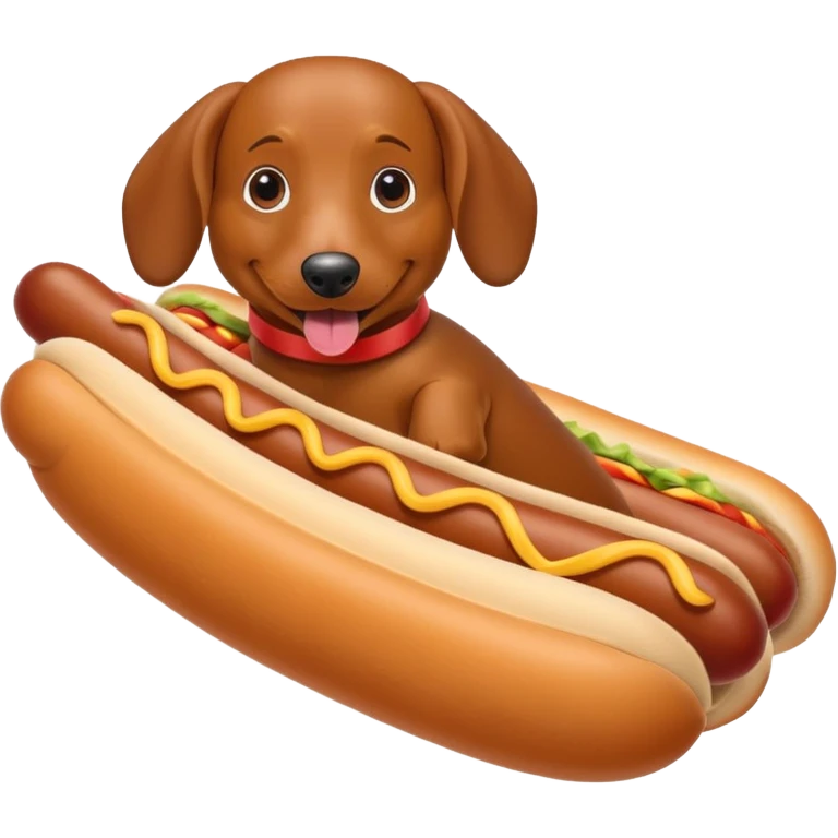 Weiner dog in hot dog costume emoji