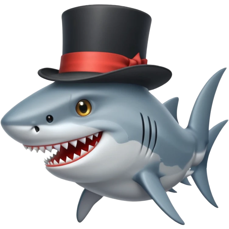 Shark with a top hat emoji