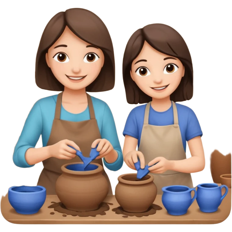 mother and daughter doing potery emoji