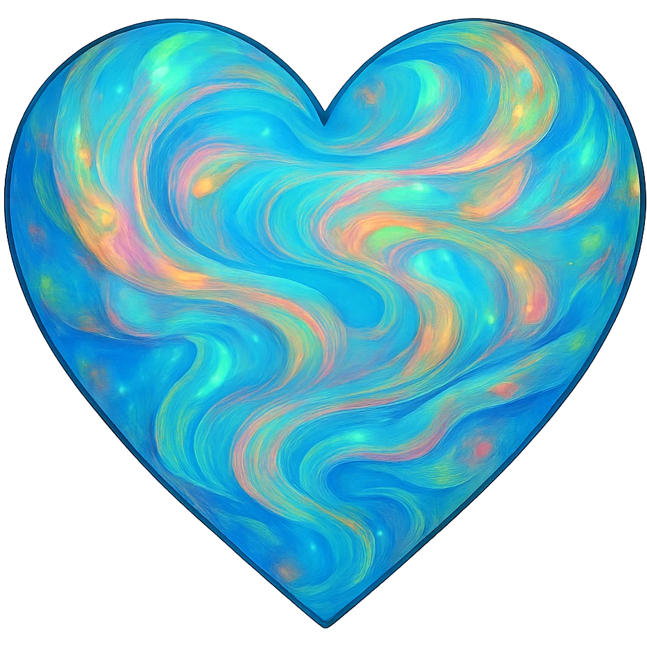 heart with a swirling opal pattern, digital illustration, no background emoji