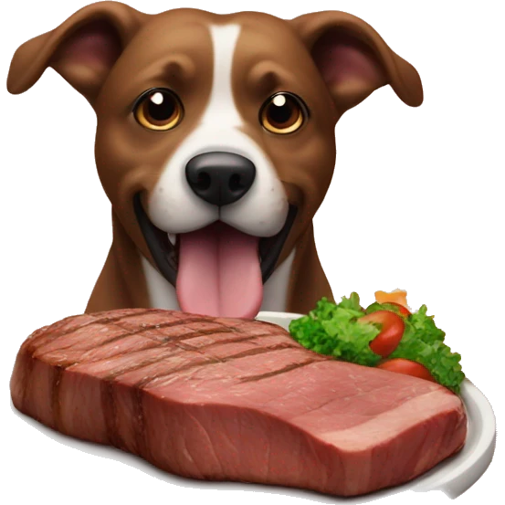 Dog eating a 5 star steak emoji