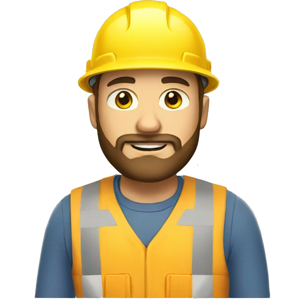 A braver man, with beard, white skin, with a construction hat yellow emoji