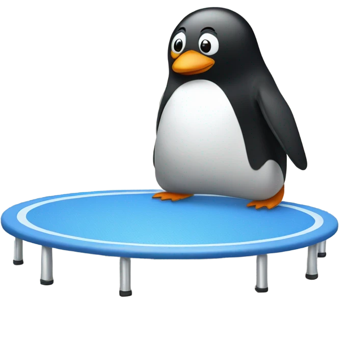 Penguin on a trampoline emoji