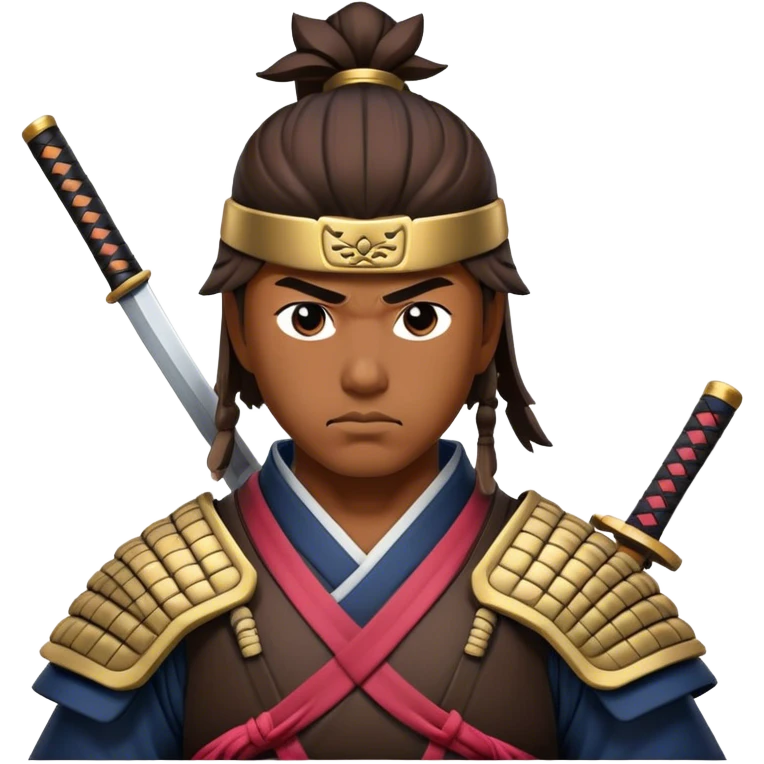Cinematic Realistic Samurai Pop Culture Emoji, depicted with a noble, stoic portrayal of a samurai warrior rendered with crisp detail and dramatic, traditional lighting. emoji