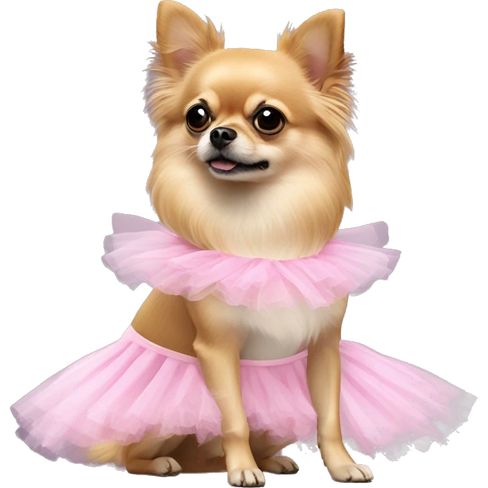 Pomeranian chihuahua mix wearing tutu emoji