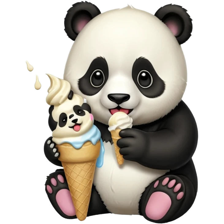 Panda eating ice cream emoji