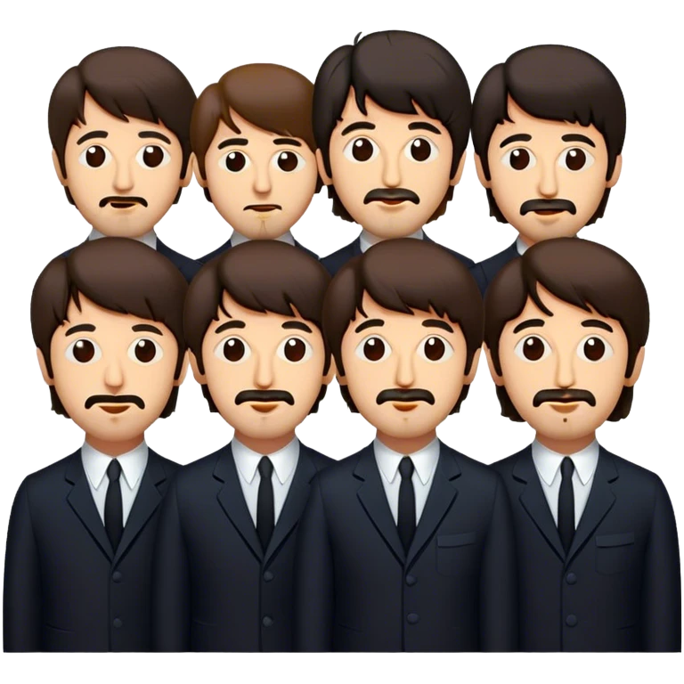Cinematic Realistic The Beatles Pop Culture Emoji, showcasing an iconic, vibrant portrayal of the legendary band rendered with rich textures and nostalgic lighting that exude musical legacy. emoji