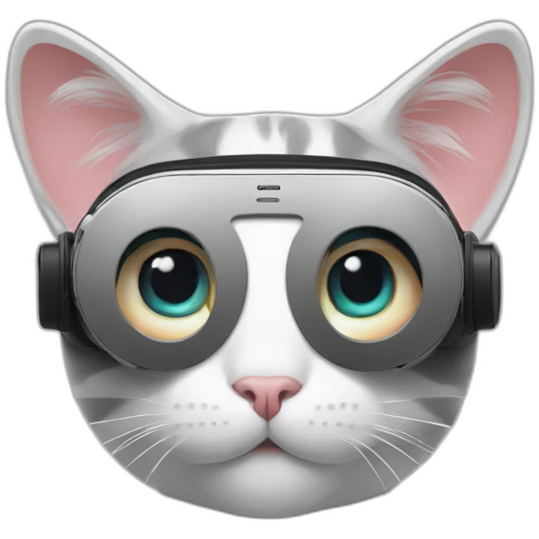 Cat with oculus quest 2 white headset emoji