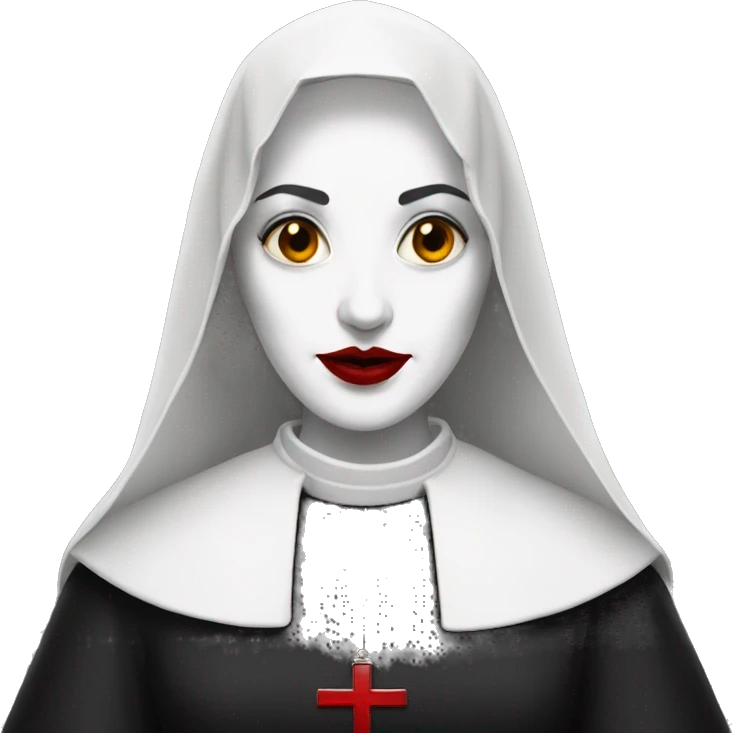 The nun with red lips emoji
