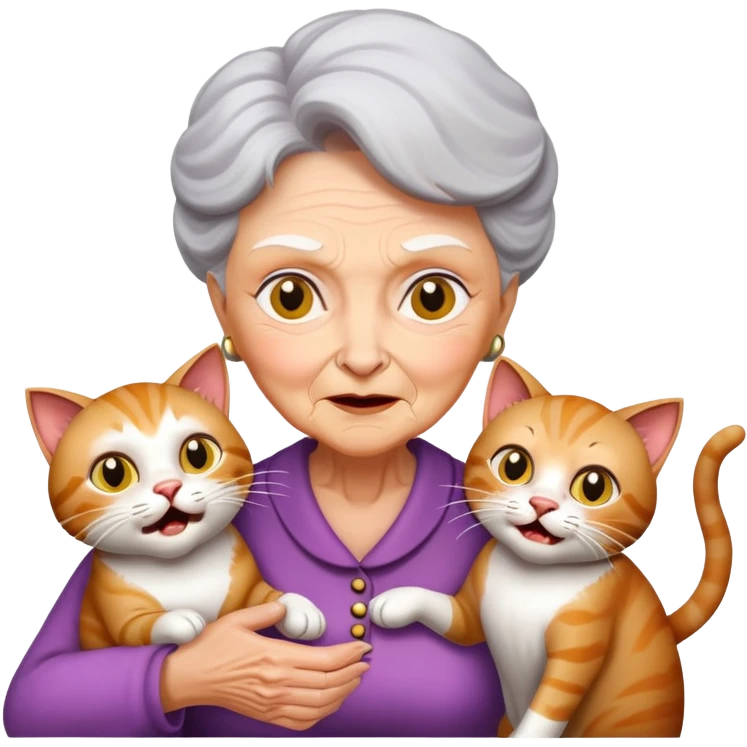 Три кота напали на бабку  emoji