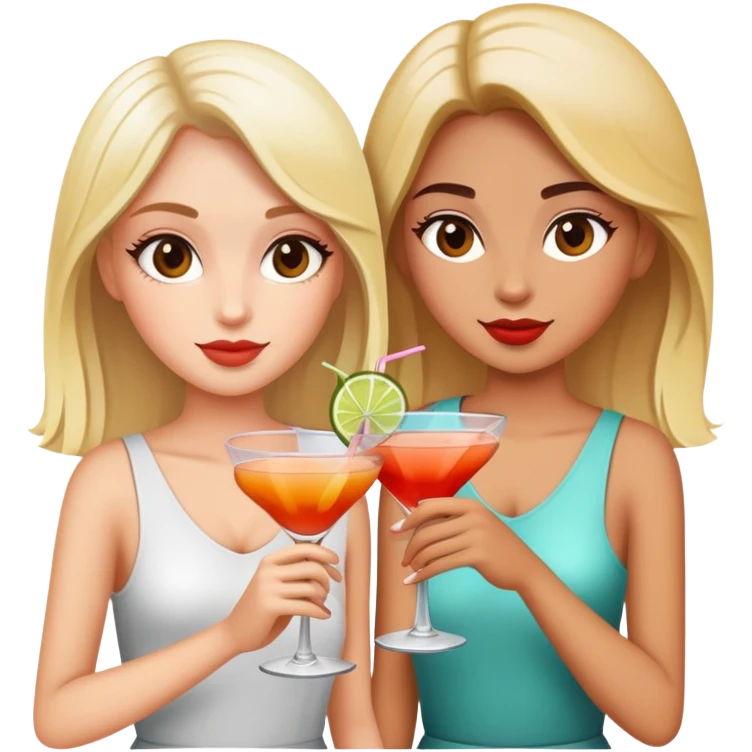 two girls with cocktails  emoji