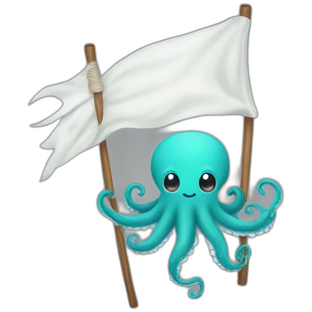 cute kraken hanging a white flag emoji