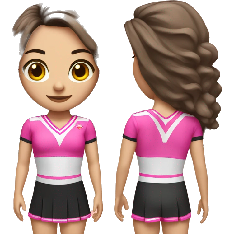 Brunette straight hair cheerleader in pink, julp emoji