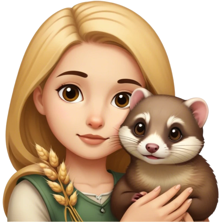 wheat-skinned girl with ferret emoji