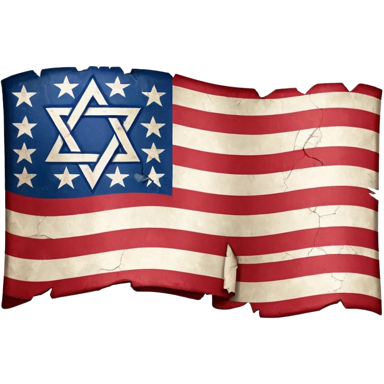 United States flag with a swastika symbol and star of david symbol on the flag emoji