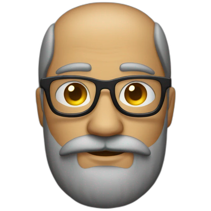 Homme avec un début de calvitie et des lunettes en verres et une petite barbe  emoji