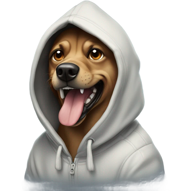 Mad dog with hoodie emoji