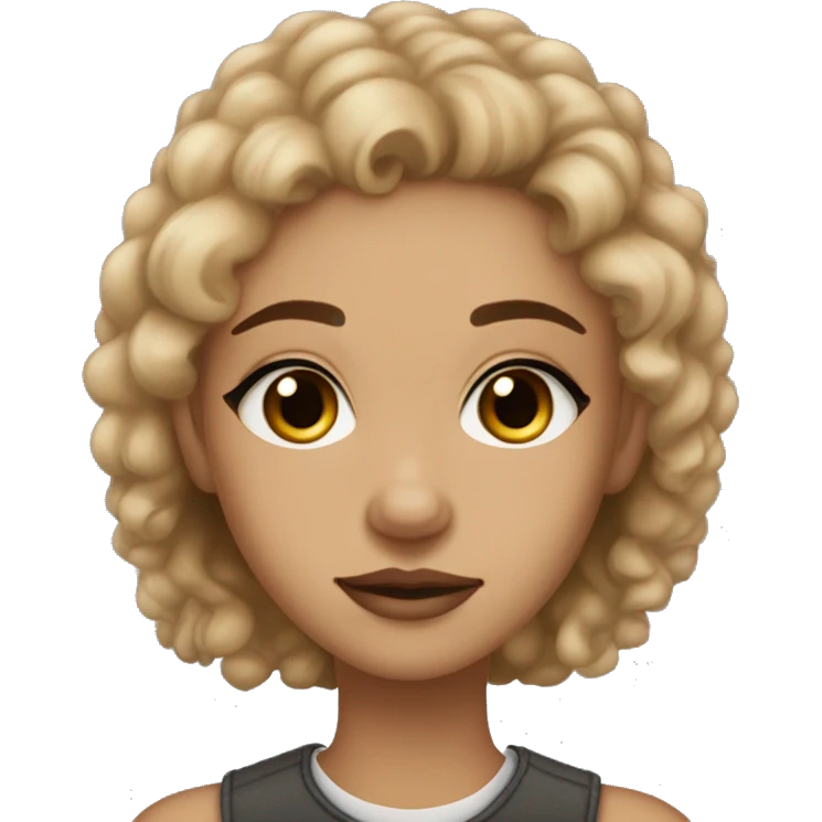 Light skin girl with light brown hair & hazel eyes & freckles & a septum piercing & long eyelashes  emoji