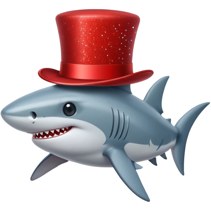 red glitter top hat shark emoji