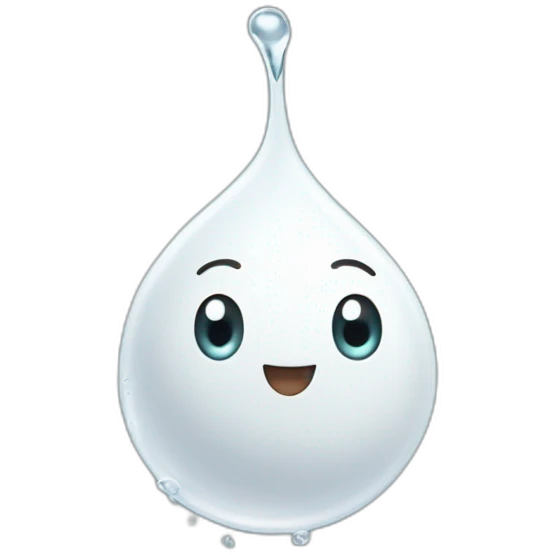 happy white droplet swimming, no water, only white liquid, with tail swimming  emoji