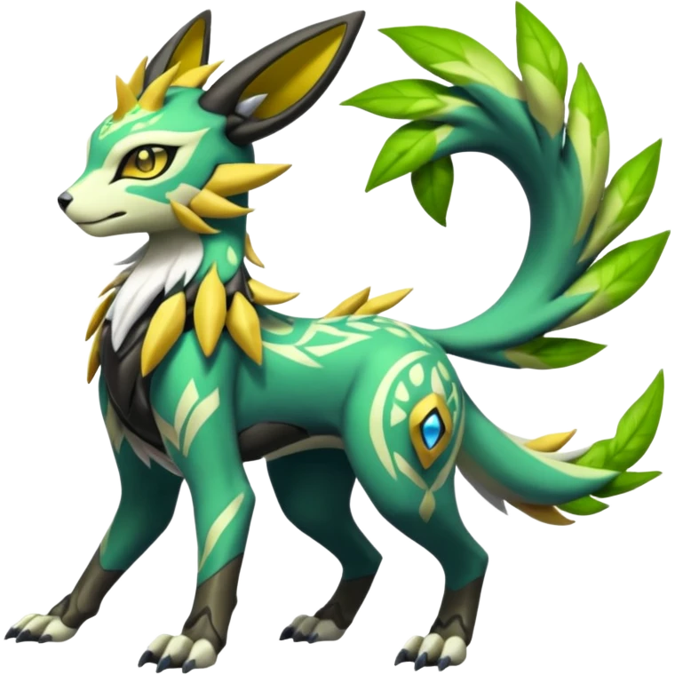  Exotic Ivy Meloetta-Zygarde-Zeraora-Renamon-Protogen-Palkia-hybrid-fusion-Fakémon-creature, full body emoji
