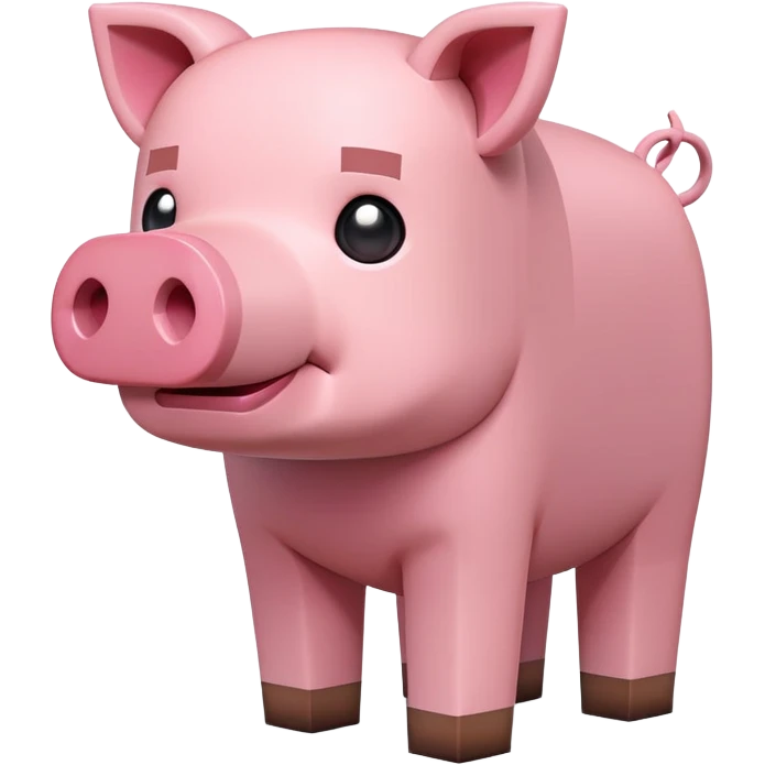 Minecraft pig, full body, pink blocky animal with square head emoji