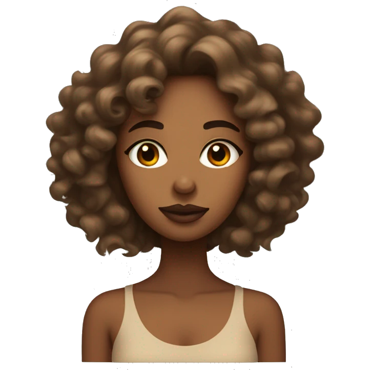 Light brown skin woman with loose curls and two moles one beneath her left eye and one is under her lips emoji