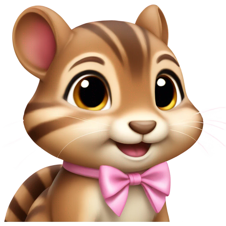 Cute kind Chipmunk with light pink bow emoji