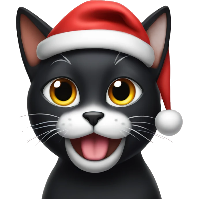 Black cat with a Santa hat on emoji