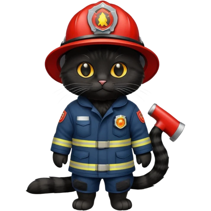 black cat in firefighter suit emoji