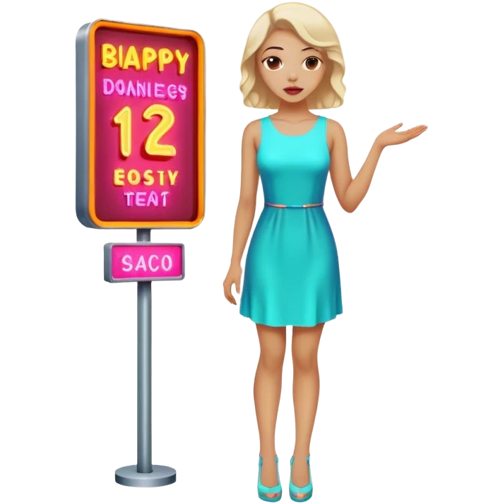 Neon sinboard lady emoji