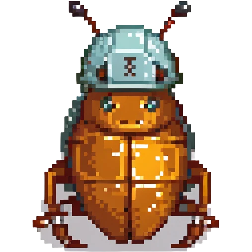Tiny bug (cockroach) wearing a construction helmet emoji