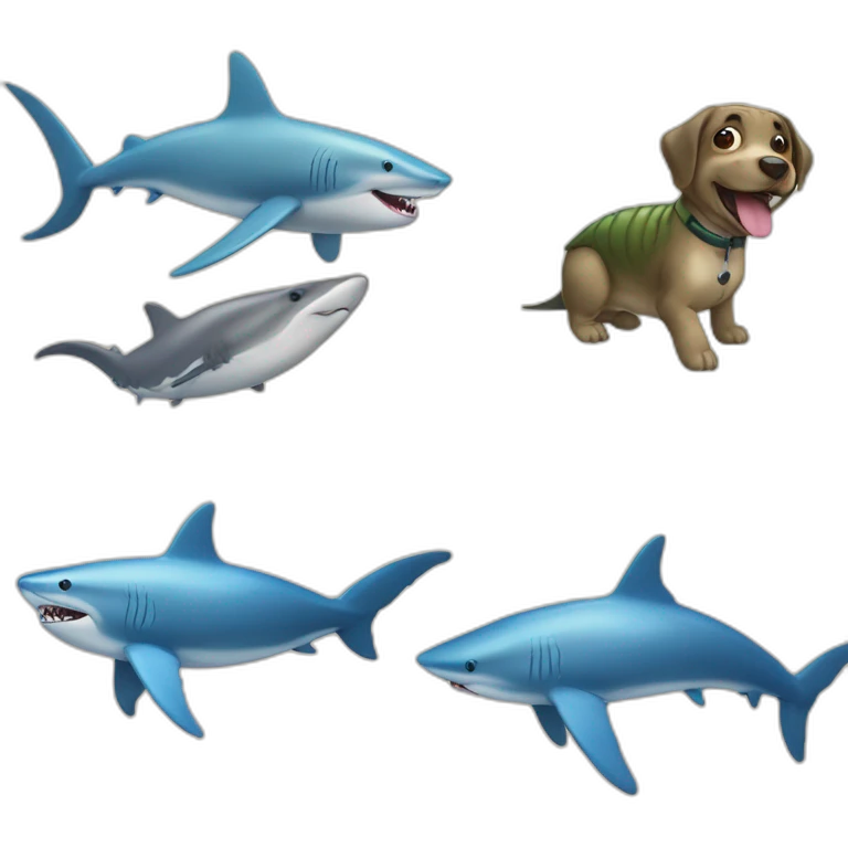 Un chien sur une tortue et sur un requin emoji